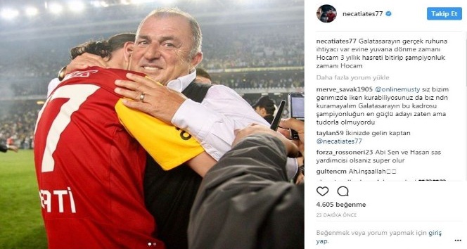 Galatasaray’ın eski futbolcusu Necati Ateş’ten Fatih Terim’e çağrı
