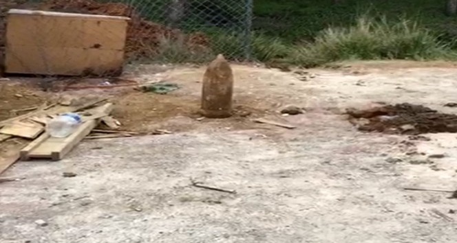Büyükbakkalköy’de bir kazıda top mermisi bulundu