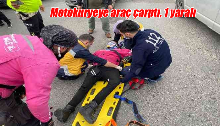 Ataşehir’de sinyal vermeden, kontrolsüz dönüş yapan motokuryeye, başka bir araç arkadan çarptı, yaralı