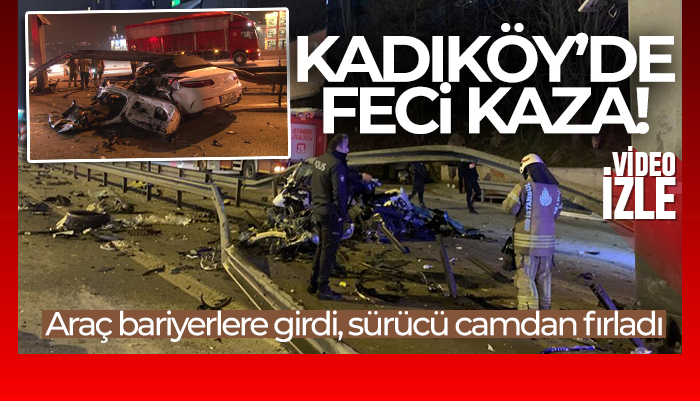 Kadıköy’de feci kaza: Araç bariyerlere girdi, sürücü camdan fırlayarak havada takla attı